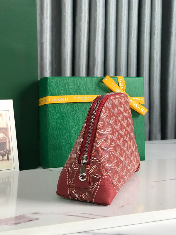 BORSA PER COSMETICI VENDÔME 17 IN TELA GOYARDINE ROSSA CLASSICA E FINITURE IN PELLE DI VITELLO