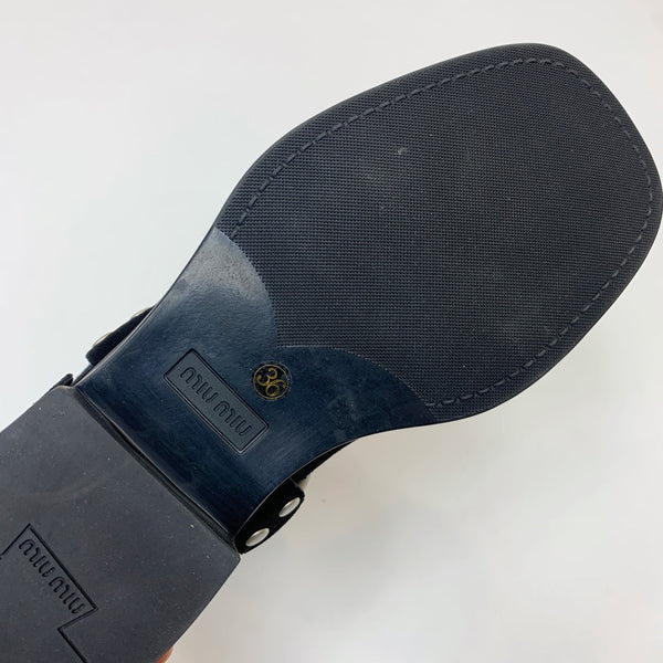 Miu Miu Biker Mid-Length Boots Black Suede 535196