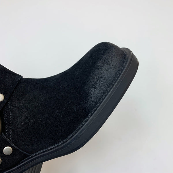 Miu Miu Biker Mid-Length Boots Black Suede 535196