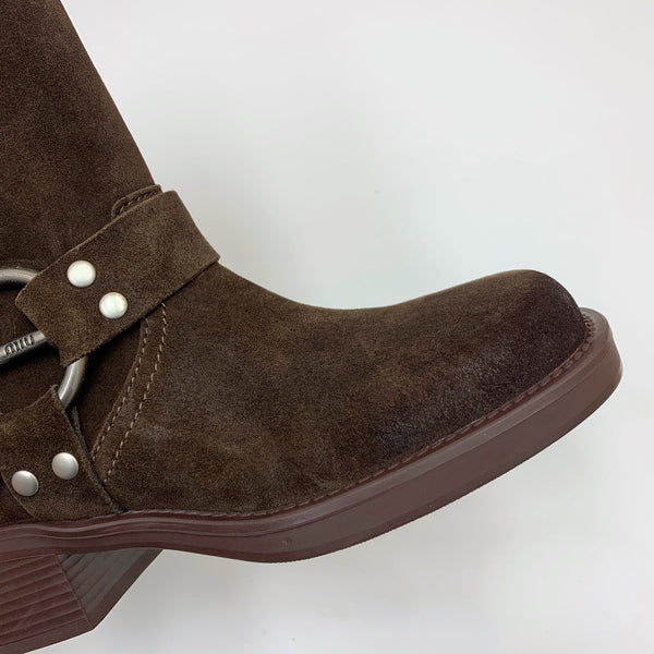 Miu Miu Biker Mid-Length Boots Brown Suede 535197