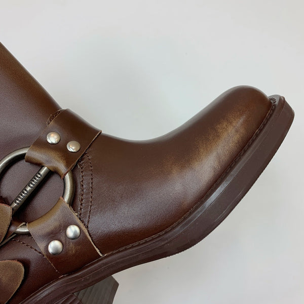 Miu Miu Biker Mid-Length Boots Brown Leather 535198