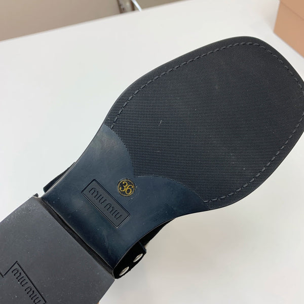 Miu Miu Biker Retro-Style Long Boots Boots Black Suede 535200