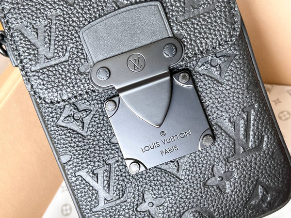 Lv S-Lock Vertical Wearable Wallet Black Taurillon Monogram Leather