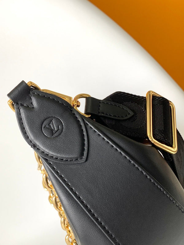 LV Over The Moon Handbag 27.5cm Black Embroidered Smooth Calfskin