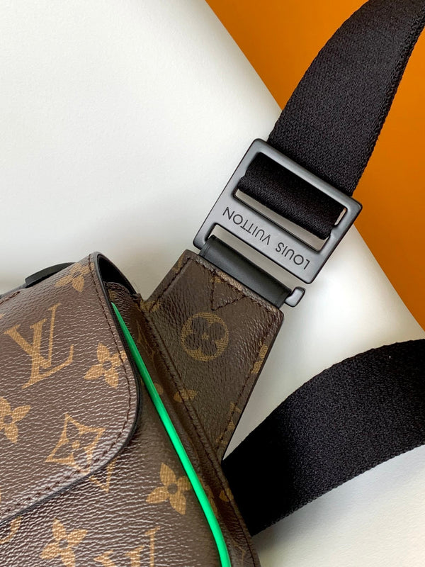 LV S Lock Sling Bag 21cm Brown Green Monogram Macassar Canvas