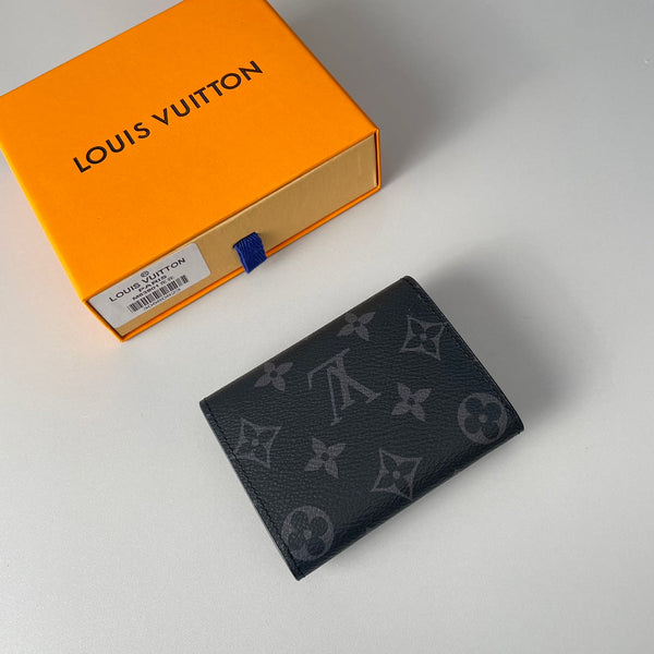 LV Enveloppe Carte De Visite Card Holder Monogram Eclipse Canvas 221499