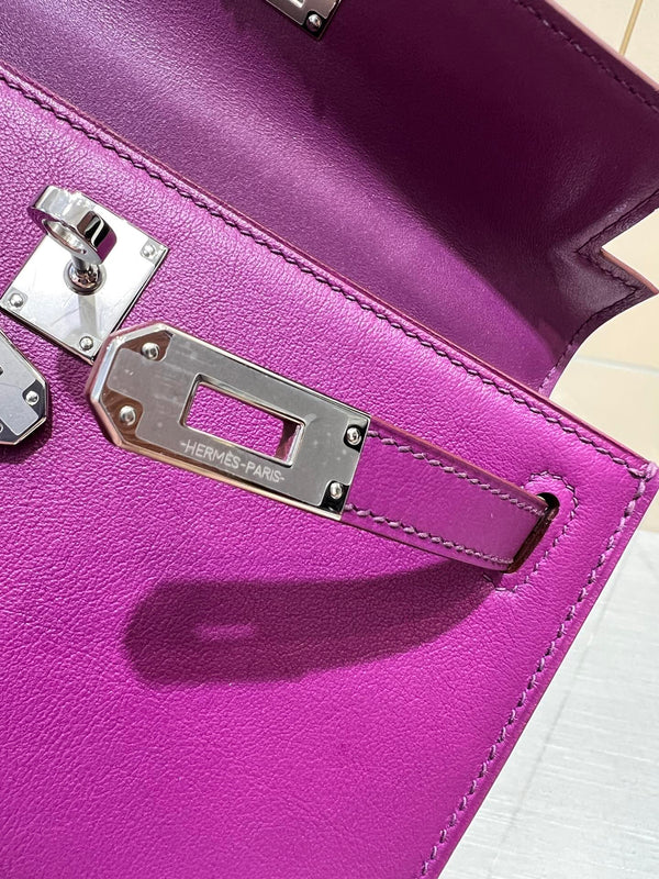 HM KELLY POCHETTE 22CM PURPLE SWIFT SILVER HARDWARE