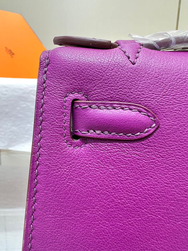 HM KELLY POCHETTE 22CM PURPLE SWIFT SILVER HARDWARE