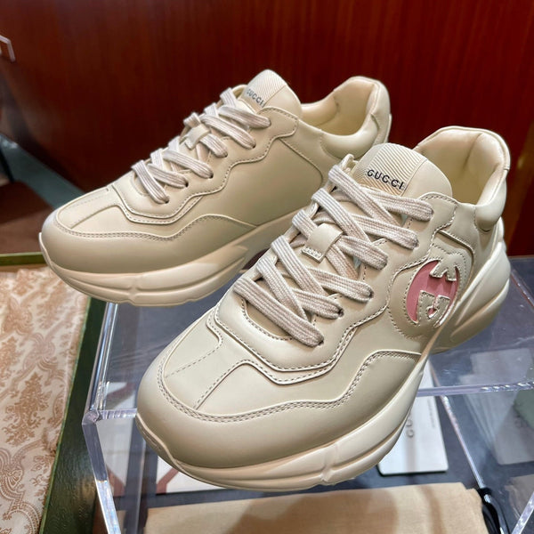 GG Men's Rhyton Sneaker Milk White Pink Calfskin 524491