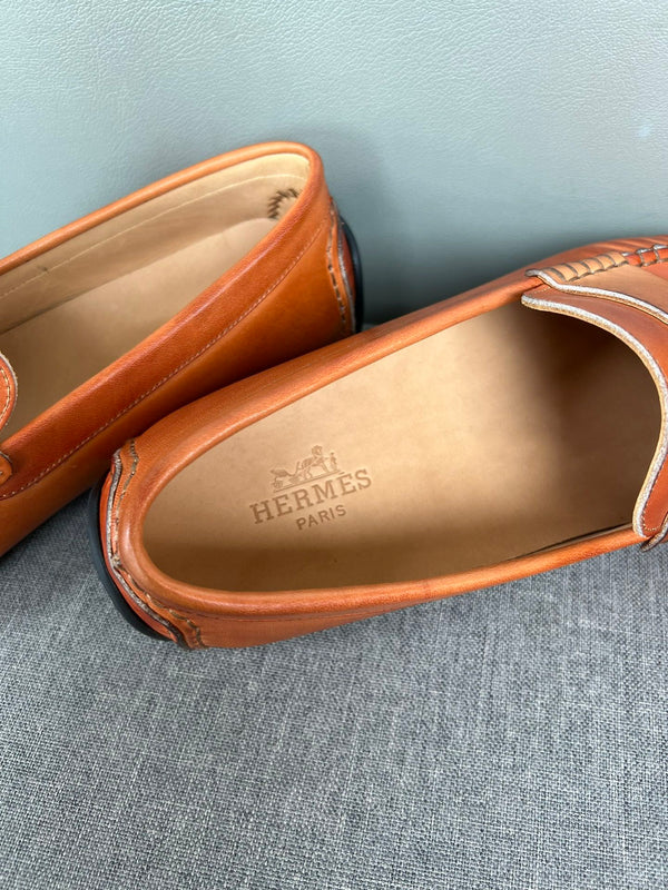 HM Men's Moccasins Loafer Neon Orange Cowhide 565855