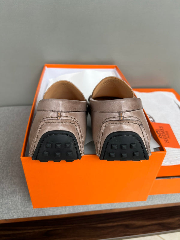 HM Men's Moccasins Loafer Pink Nude Cowhide 565857