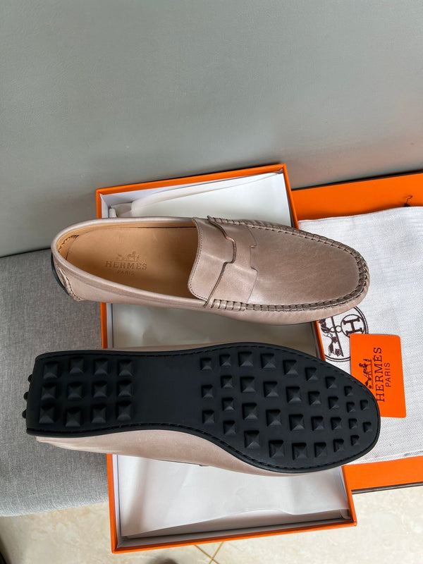 HM Men's Moccasins Loafer Pink Nude Cowhide 565857