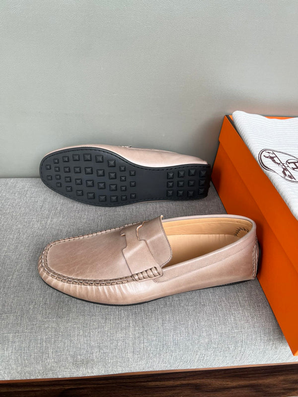 HM Men's Moccasins Loafer Pink Nude Cowhide 565857