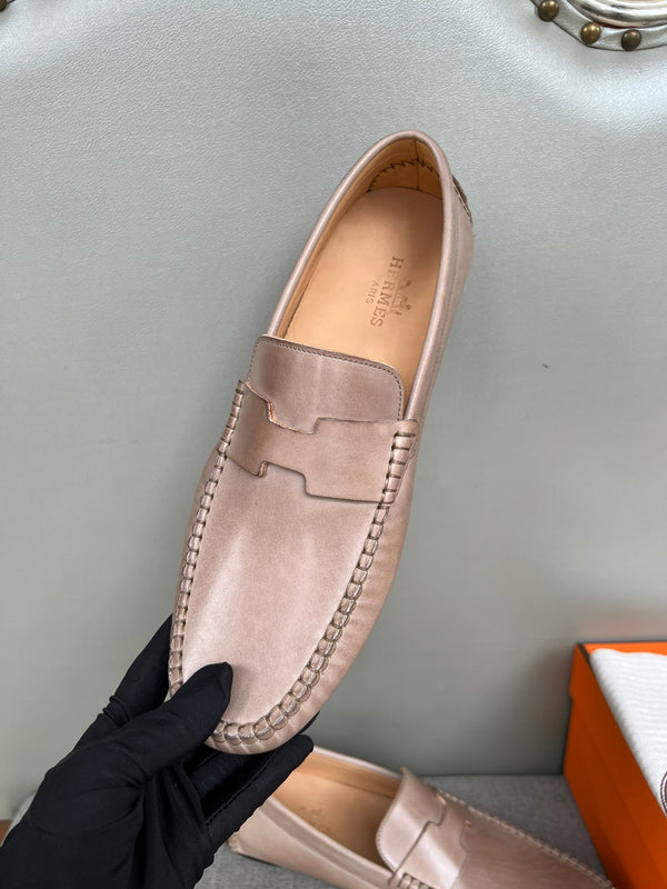 HM Men's Moccasins Loafer Pink Nude Cowhide 565857