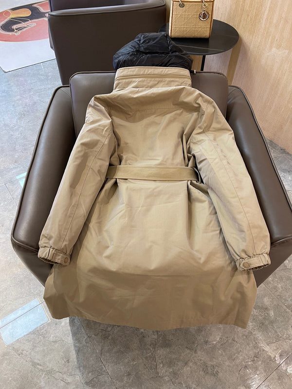 Burberry 25 Trench Coat Two-piece Set Beige Black Cotton Down Nylon