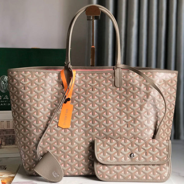 SAINT LOUIS PM 34 IN TELA GOYARDINE E PELLE DI VITELLO GRIGIO MIX ROSA
