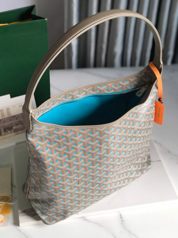 Goyard Boheme Hobo Bag 42cm Turquoise Canvas & Cafskin