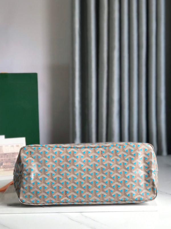 Goyard Boheme Hobo Bag 42cm Turquoise Canvas & Cafskin