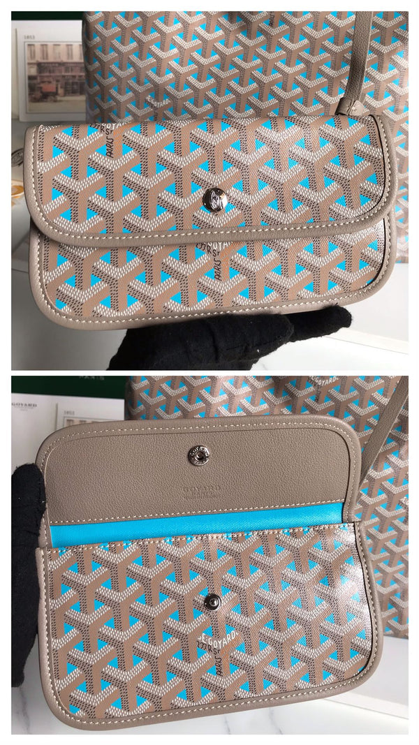 Goyard Boheme Hobo Bag 42cm Turquoise Canvas & Cafskin