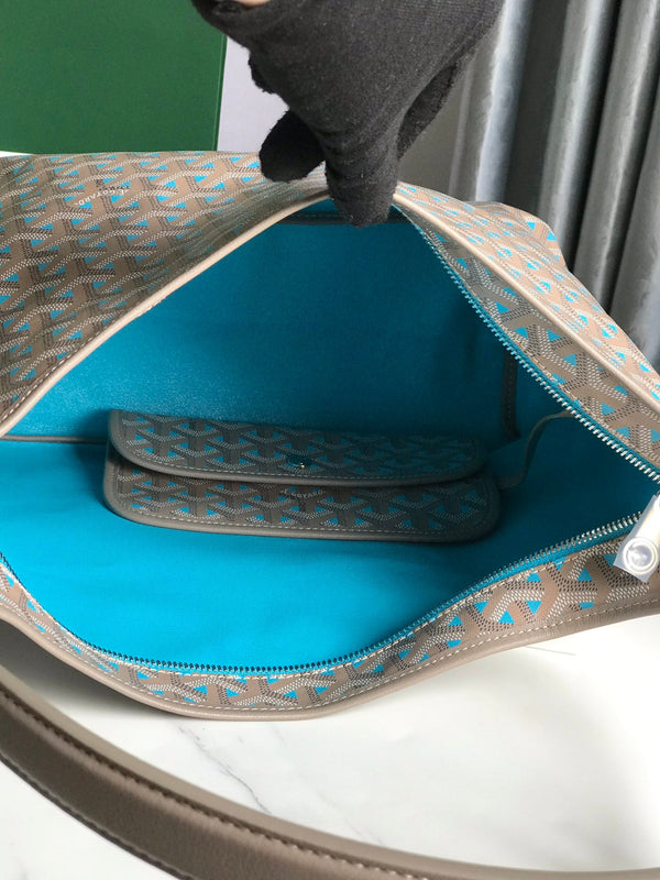 Goyard Boheme Hobo Bag 42cm Turquoise Canvas & Cafskin