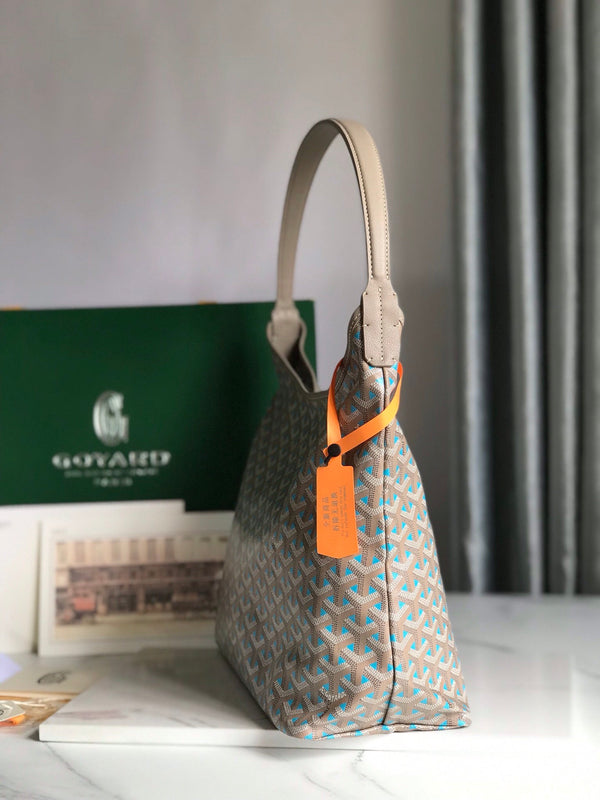 Goyard Boheme Hobo Bag 42cm Turquoise Canvas & Cafskin