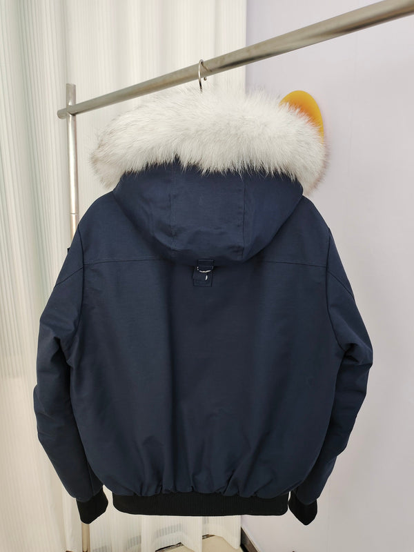 C. Goose Down Jacket Navy Blue Polyester 0017
