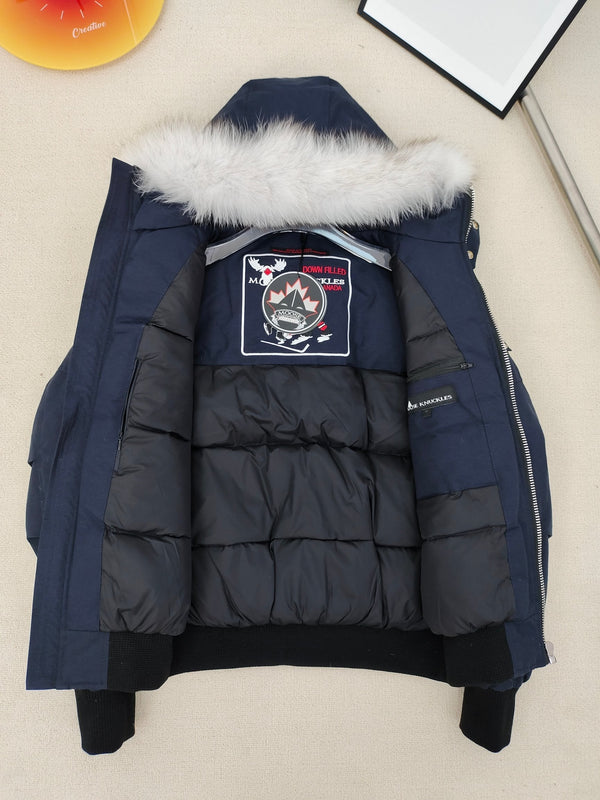 C. Goose Down Jacket Navy Blue Polyester 0017