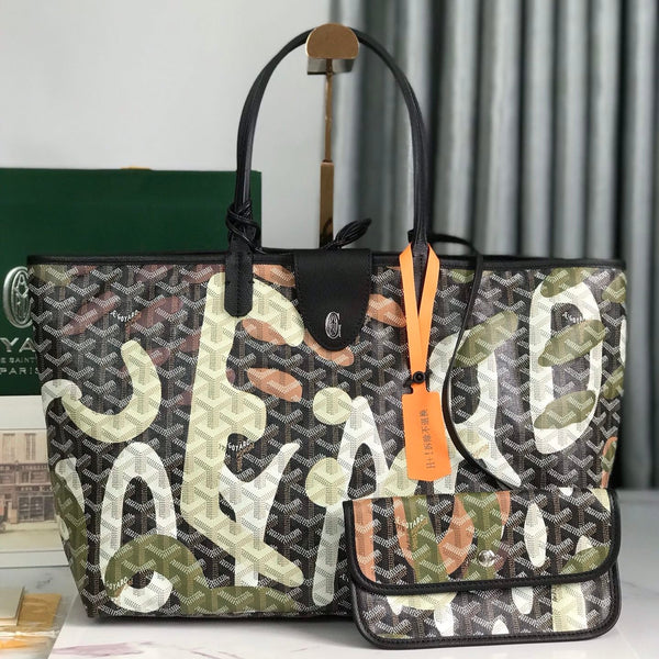 BORSA SAINT LOUIS PM 34 IN TELA GOYARDINE CAMOUFLAGE VERDE LETTRES