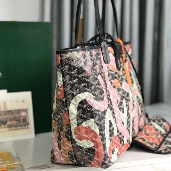 BORSA SAINT LOUIS PM 34 IN TELA GOYARDINE CAMOUFLAGE ROSA LETTRES