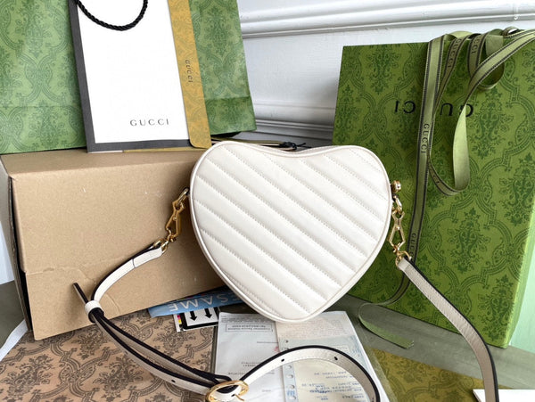 BORSA MARMONT HEART 20 IN PELLE DI VITELLO BIANCA E FERRAMENTA ORO