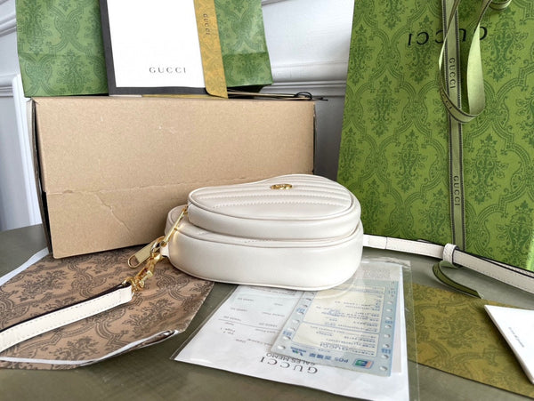 BORSA MARMONT HEART 20 IN PELLE DI VITELLO BIANCA E FERRAMENTA ORO