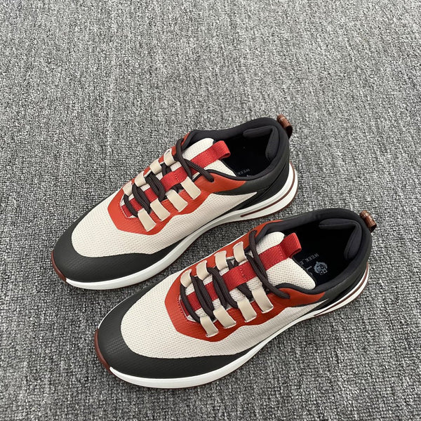 LP BRUNELLO SNEAKERS MULTI-RUBINO E VITELLO A RETE BIANCA