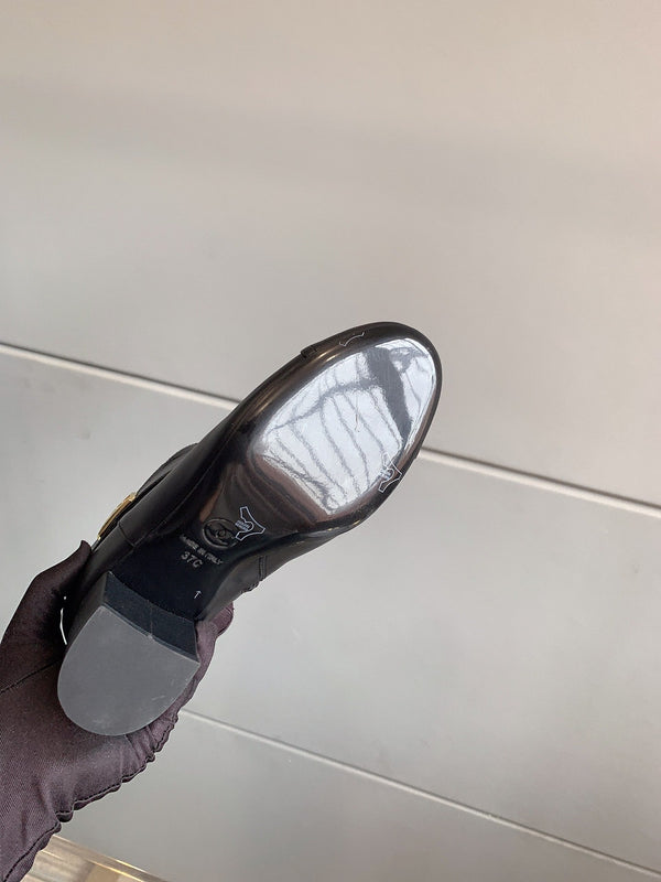 Stivaletti con punta quadrata CC 70mm in pelle di vacchetta nera 464564