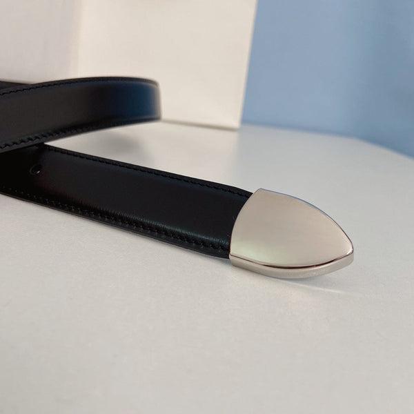 Medium Spike Belt 25mm Black Calfskin Loop Silver Shw