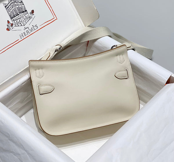 BORSA A TRACOLLA JYPSIERE KELLY IN PELLE BIANCA DA 23 CM