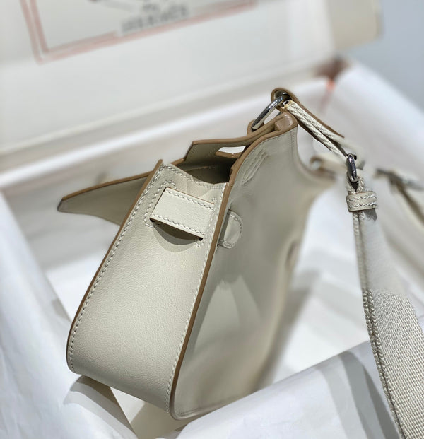 BORSA A TRACOLLA JYPSIERE KELLY IN PELLE BIANCA DA 23 CM