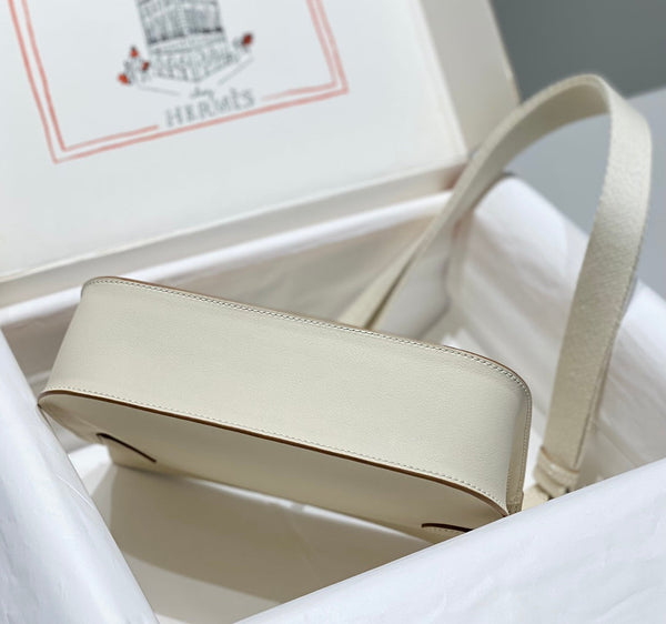 BORSA A TRACOLLA JYPSIERE KELLY IN PELLE BIANCA DA 23 CM