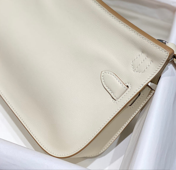 BORSA A TRACOLLA JYPSIERE KELLY IN PELLE BIANCA DA 23 CM