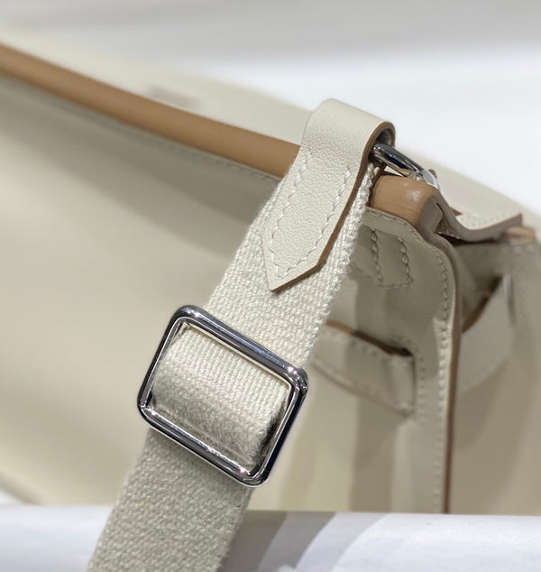 BORSA A TRACOLLA JYPSIERE KELLY IN PELLE BIANCA DA 23 CM