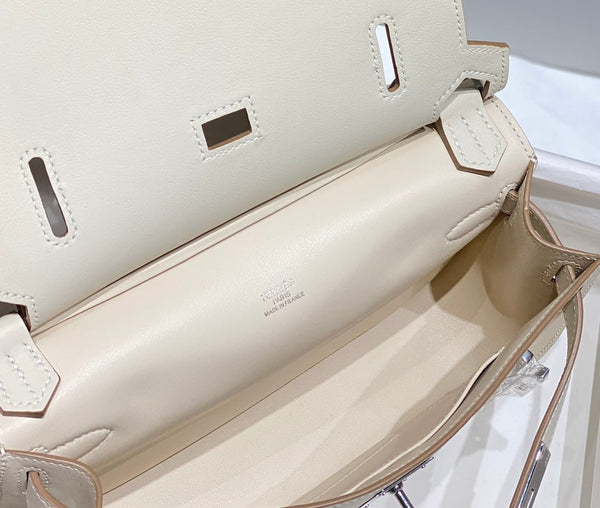 BORSA A TRACOLLA JYPSIERE KELLY IN PELLE BIANCA DA 23 CM