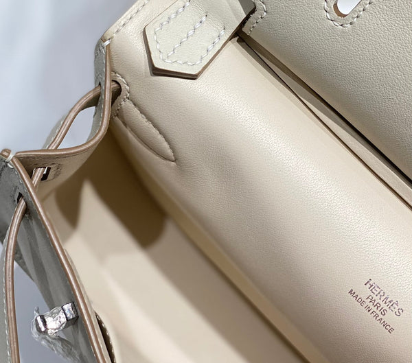 BORSA A TRACOLLA JYPSIERE KELLY IN PELLE BIANCA DA 23 CM