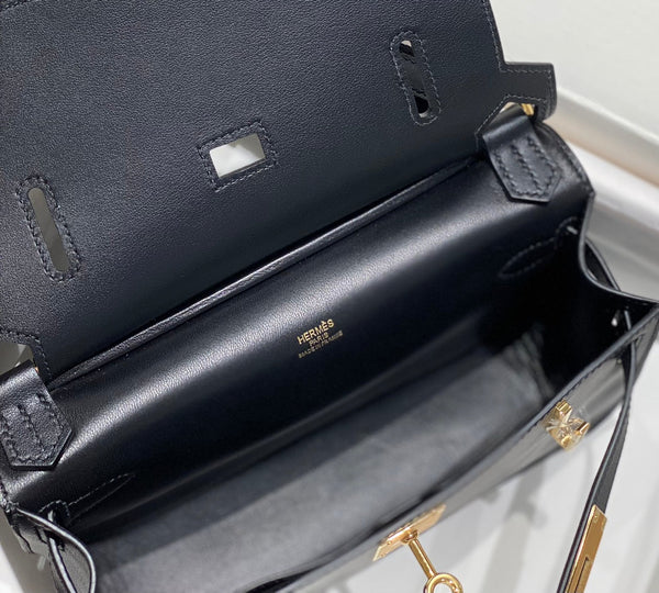 HM JYPSIÈRE MINI 23 NERO PELLE DI VITELLO FERRAMENTA ORO