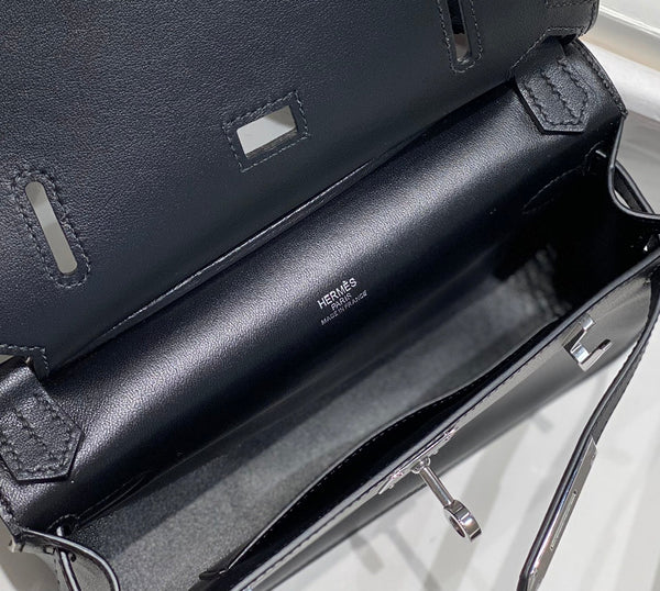 HM JYPSIÈRE MINI 23 PELLE DI VITELLO NERA FERRAMENTA ARGENTO