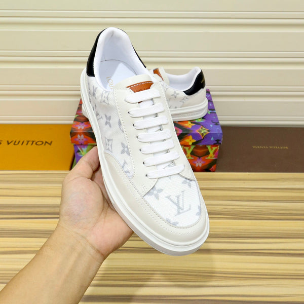 LV TRAINER SHOES WHITE MONOGRAM JACQUARD AND CALFSKIN