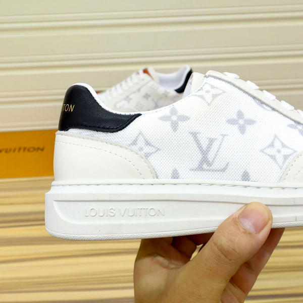 LV TRAINER SHOES WHITE MONOGRAM JACQUARD AND CALFSKIN