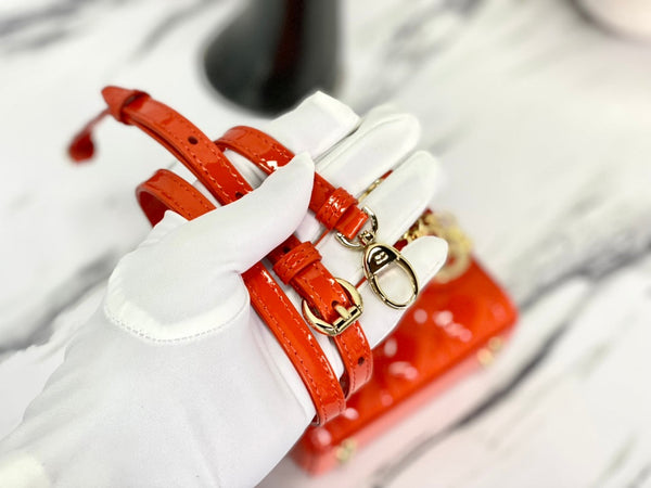 BORSA MICRO LADY 12 IN PELLE DI AGNELLO ROSSO SCARLATTO LUCIDO