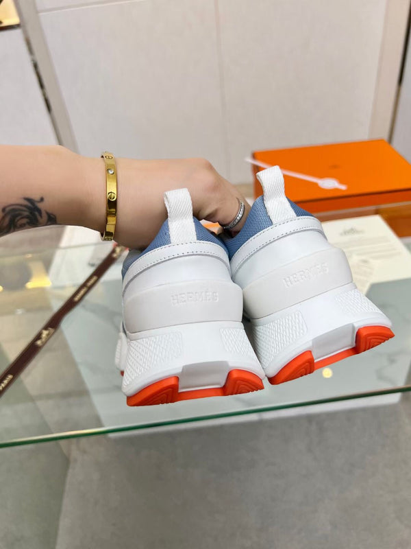 HM Giga 50 Sneaker Light Blue Canvas White Goatskin Orange