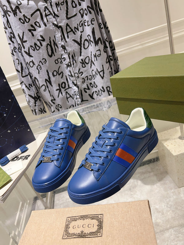 GG ACE GG SUPREME TRAINER PELLE DI VITELLO AZZURRA