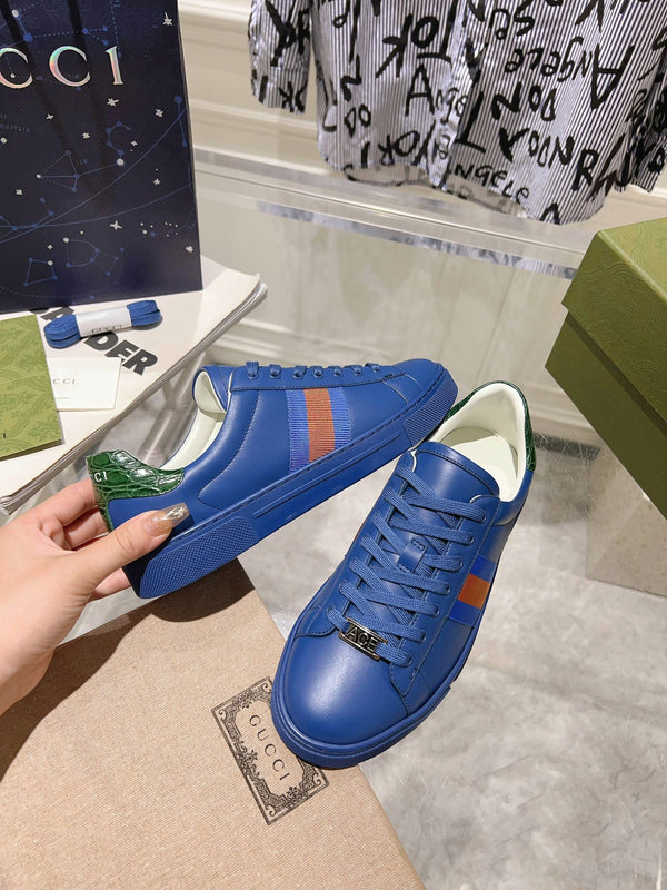 GG ACE GG SUPREME TRAINER PELLE DI VITELLO AZZURRA