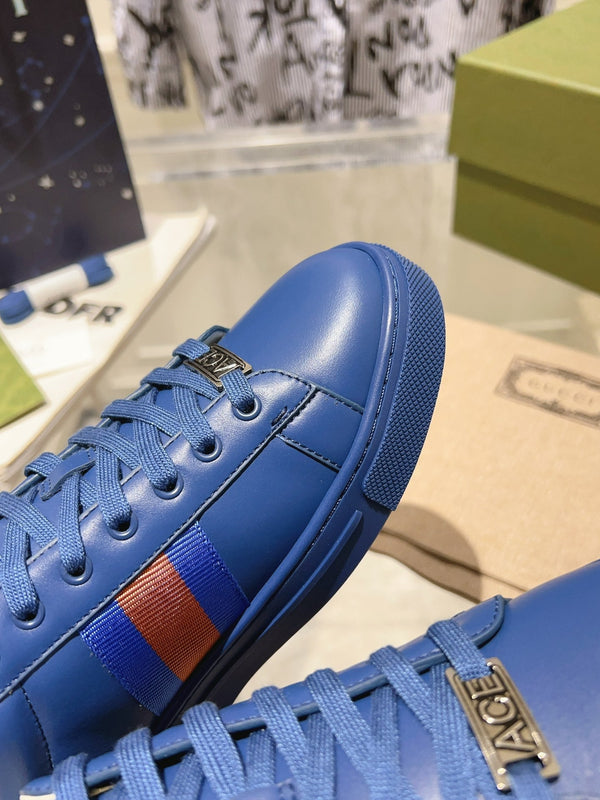 GG ACE GG SUPREME TRAINER PELLE DI VITELLO AZZURRA